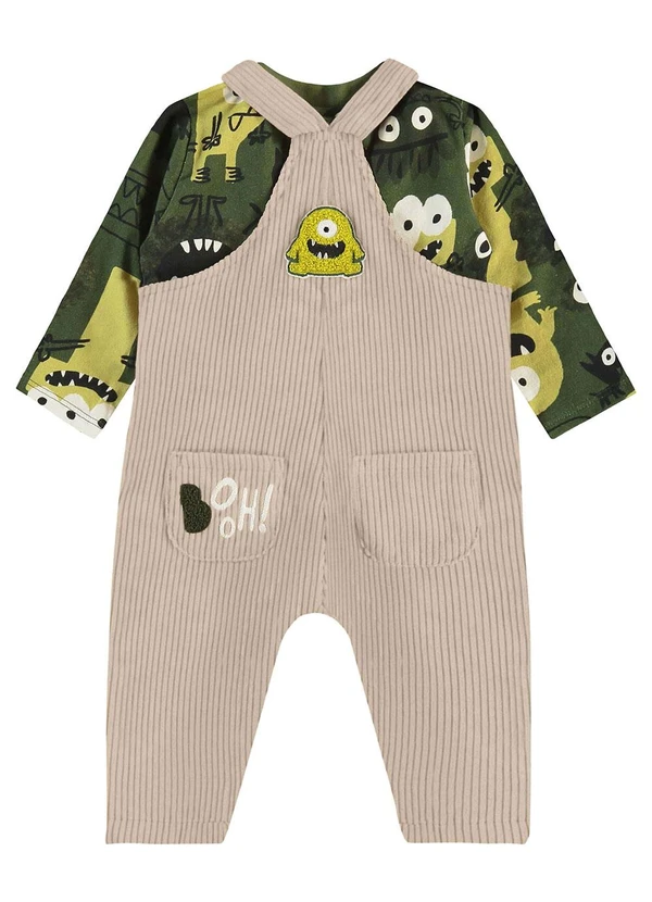 Três e Já - Conjunto Camiseta e Jardineira de Verde 4