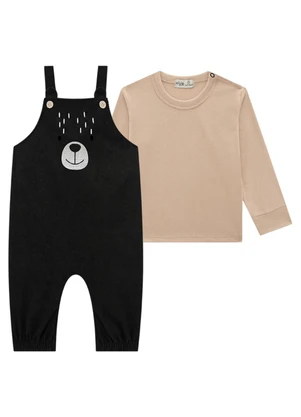 Ioluig - Conjunto Camiseta e Jardineira em Preto - IOLUIG