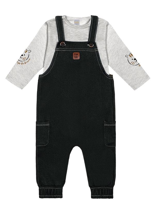 Abrange - Conjunto Camiseta e Jardineira Mescla