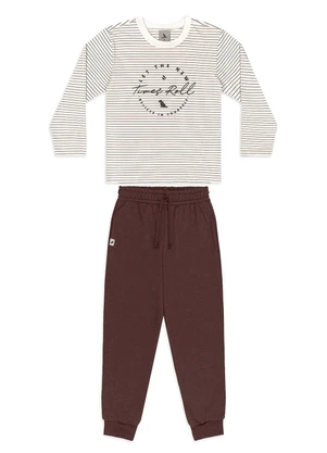 Quimby - Conjunto Camiseta Listrada Calça Branco - QUIMBY