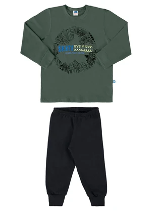 Marlan - Conjunto Camiseta Malha e Calça Moletinho Verde - MARLAN
