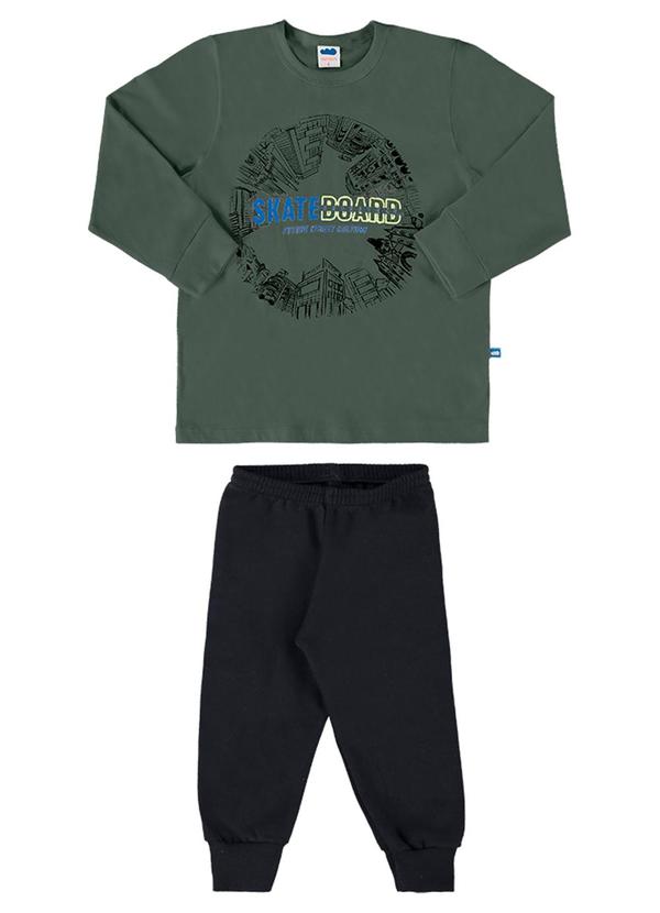 Marlan - Conjunto Camiseta Malha e Calça Moletinho Verde