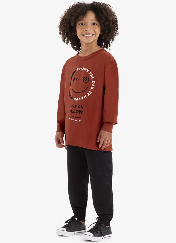 Rovi Kids - Conjunto Camiseta Manga Longa com Calça Marrom 3