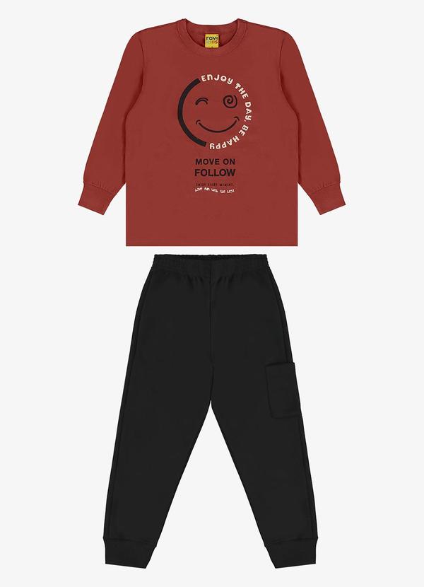 Rovi Kids - Conjunto Camiseta Manga Longa com Calça Marrom 6