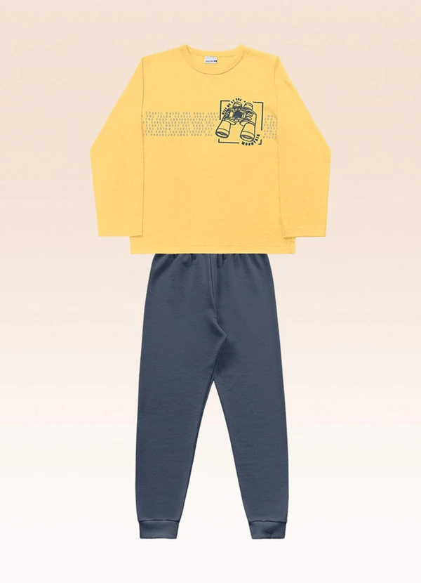 Fakini Kids - Conjunto Camiseta Manga Longa e Calça Amarelo