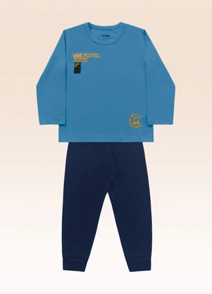 Fakini Kids - Conjunto Camiseta Manga Longa e Calça Azul - FAKINI KIDS