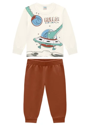 Marlan - Conjunto Camiseta Manga Longa e Calça Bege - MARLAN