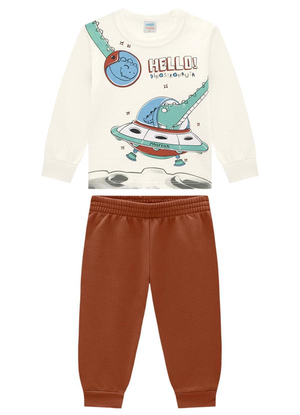 Marlan - Conjunto Camiseta Manga Longa e Calça Bege