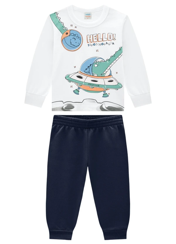 Marlan - Conjunto Camiseta Manga Longa e Calça Branco 2