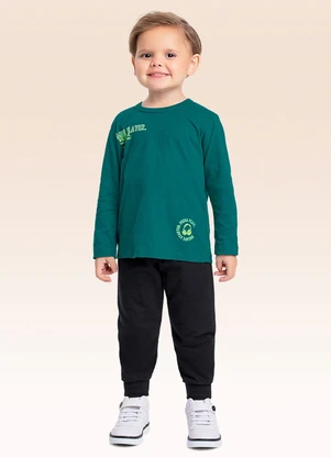 Fakini Kids - Conjunto Camiseta Manga Longa e Calça Verde - FAKINI KIDS