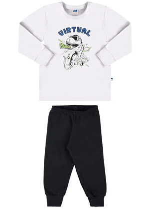 Marlan - Conjunto Camiseta Meia Malha e Calça Branco - MARLAN