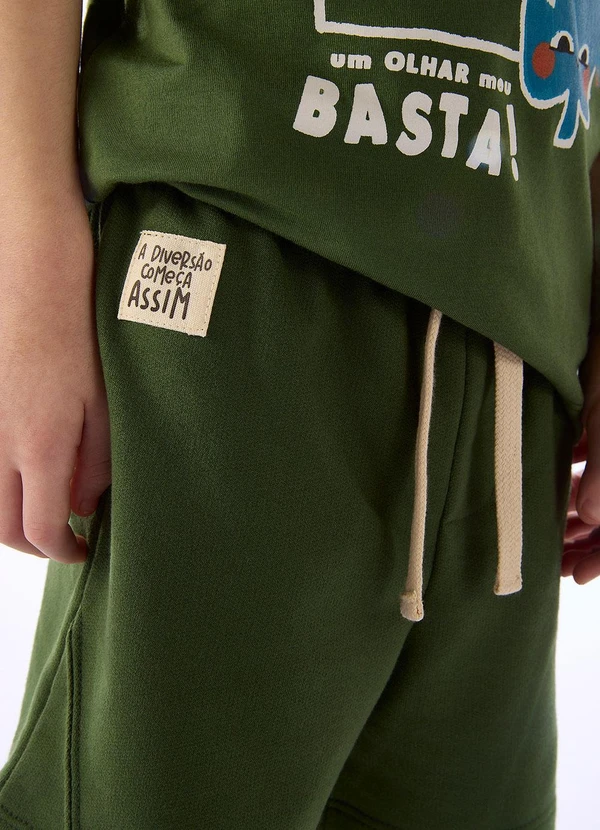 Três e Já - Conjunto Camiseta Short Humor Verde 5