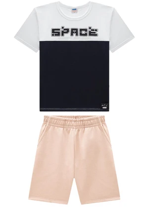 Marlan - Conjunto Camiseta Space e Bermuda Branco - MARLAN
