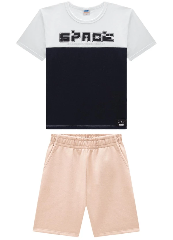 Marlan - Conjunto Camiseta Space e Bermuda Branco
