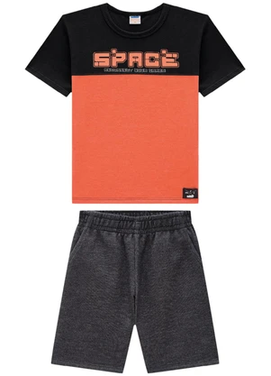 Marlan - Conjunto Camiseta Space e Bermuda Preto - MARLAN
