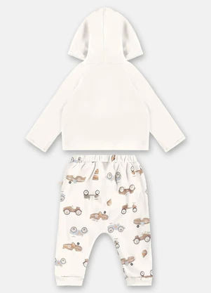 Up Baby - Conjunto Cardigan e Calça Bebê Bege - UP BABY