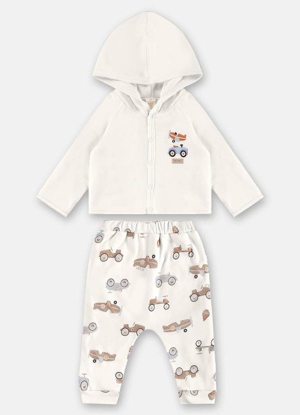 Up Baby - Conjunto Cardigan e Calça Bebê Bege