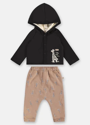 Up Baby - Conjunto Cardigan e Calça Bebê Preto - UP BABY