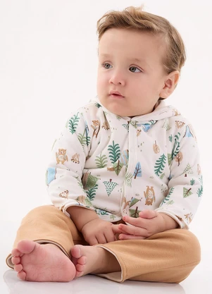 Up Baby - Conjunto Cardigan e Calça Comfy Off White - UP BABY