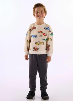 Up Baby - Conjunto Carros Blusão Calça Branco - UP BABY
