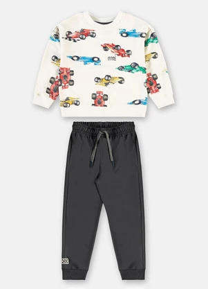 Up Baby - Conjunto Carros Blusão Calça Branco - UP BABY