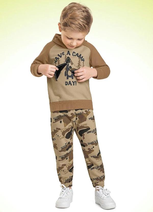 Fakini Kids Conjunto Casaco com Capuz e Calça Marrom