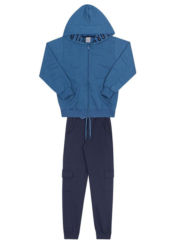 Randa Mundu - Conjunto Casaco Matelassê/Calça Moletom Azul