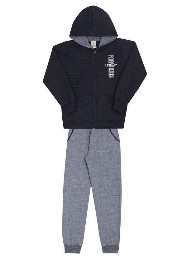 Randa Mundu - Conjunto Casaco Matelassê/Calça Moletom Preto