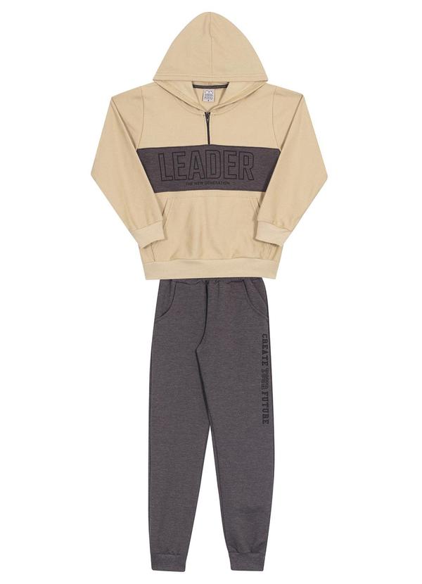 Randa Mundu - Conjunto Casaco Moletom/Calça Moletom Bege