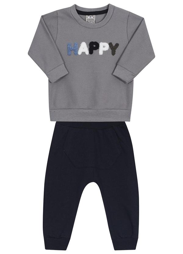 Randa Mundu - Conjunto Casaco Moletom/Calça Moletom Cinza