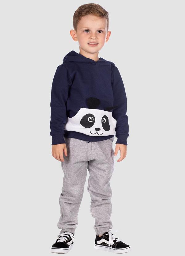 Turminha - Conjunto Casaco Moletom Panda Menino Azul