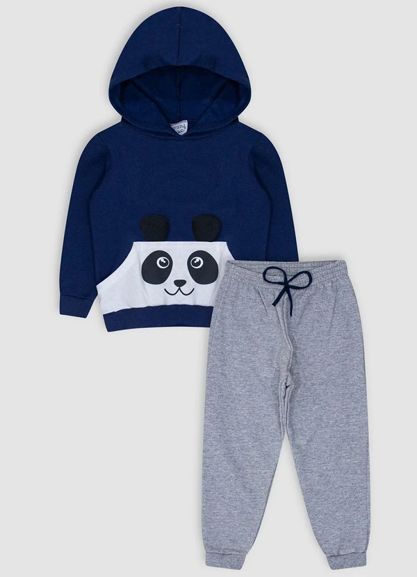 Turminha - Conjunto Casaco Moletom Panda Menino Azul 2