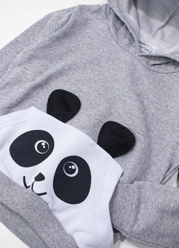 Turminha - Conjunto Casaco Moletom Panda Menino Cinza 2