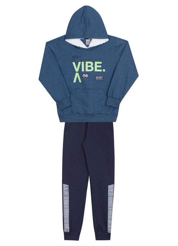 Randa Mundu - Conjunto Casaco Mouline/Calça Mole Azul