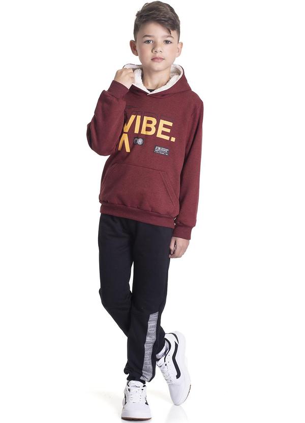 Randa Mundu - Conjunto Casaco Mouline/Calça Moletom Vermelho