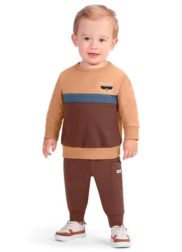 Alenice - Conjunto Casual Tricolor Menino Marrom 1