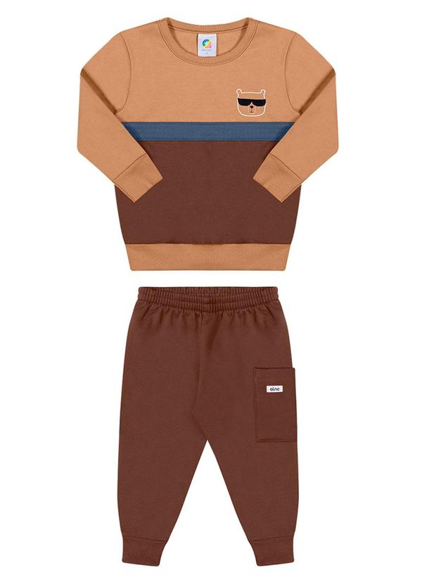 Alenice - Conjunto Casual Tricolor Menino Marrom 2