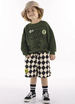 Três e Já - Conjunto com Blusão e Bermuda de Verde - TRÊS E JÁ