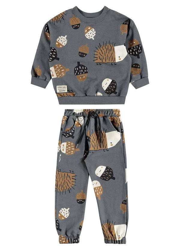 Três e Já - Conjunto com Blusão e Calça Cinza 2