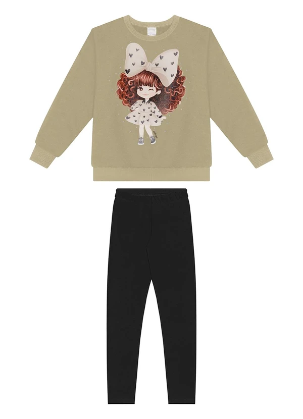 Alakazoo - Conjunto com Blusão e Calça Legging Bege 2