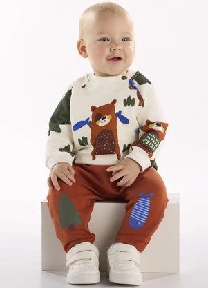 Três e Já - Conjunto com Blusão e Calça Marrom - TRÊS E JÁ