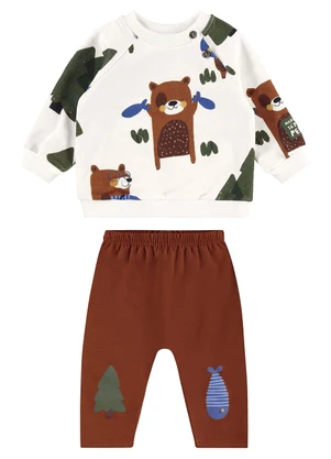 Três e Já - Conjunto com Blusão e Calça Marrom - TRÊS E JÁ