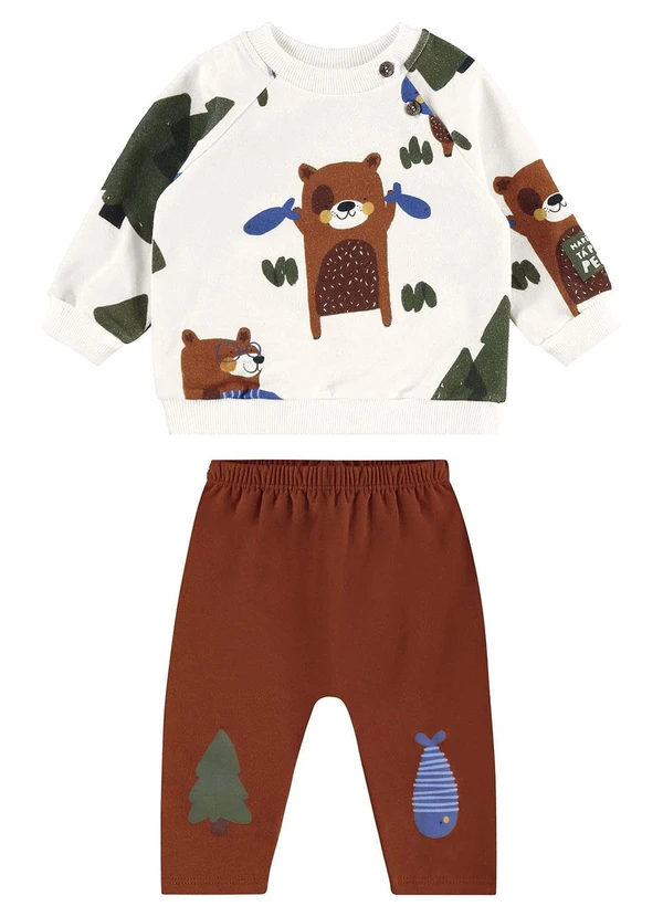 Três e Já - Conjunto com Blusão e Calça Marrom 2