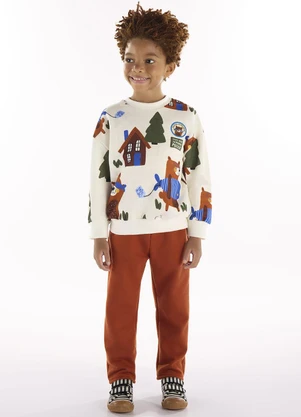 Três e Já - Conjunto com Blusão e Calça Marrom - TRÊS E JÁ