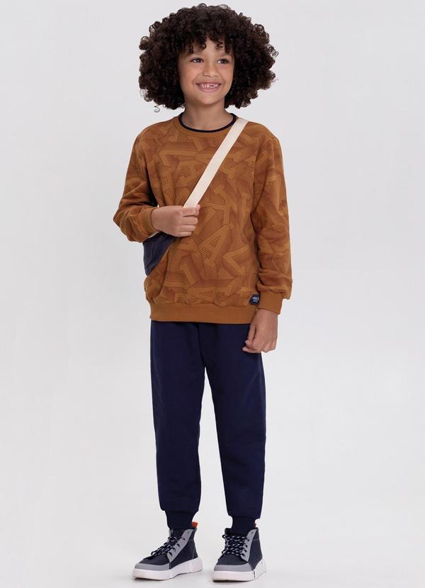 Alakazoo - Conjunto com Blusão Estampado e Calça Laranja