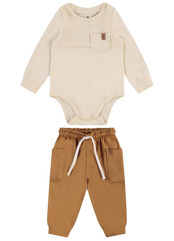 Carinhoso - Conjunto com Bolso Menino Bege