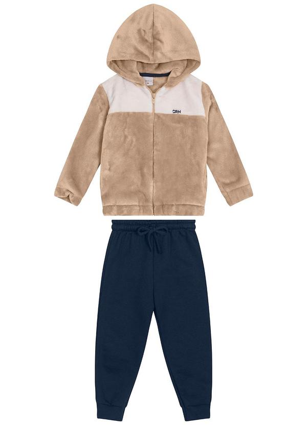 Carinhoso - Conjunto com Bordado Jogger Menino Bege 1
