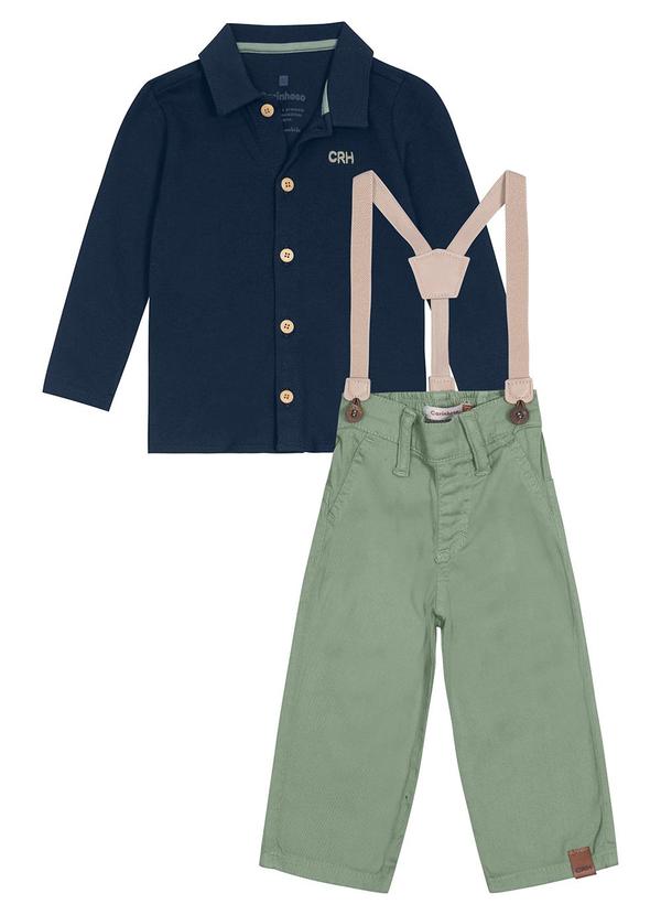 Carinhoso - Conjunto com Bordado Menino Azul