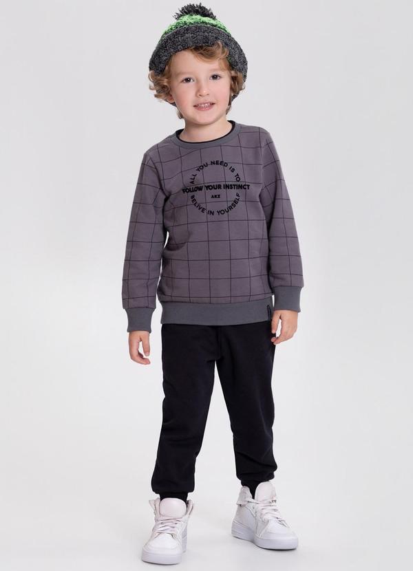 Alakazoo - Conjunto com Calça e Blusão em Moletom Cinza