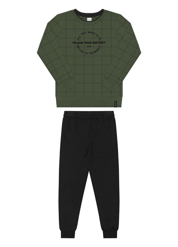Alakazoo - Conjunto com Calça e Blusão em Moletom Verde